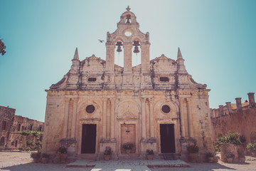 Front view of Arkadi Monastery, Arkadi, Crete, Greece Europe