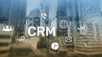 CRM, Customer relationship management system concept on abstract blurred background