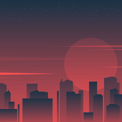 City Buildings Silhouette in the Night