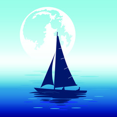 yacht at sea in the evening