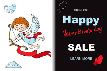 Sale banner template design. Valentine's Day greeting card for print.