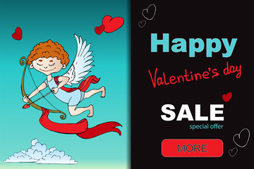 Sale banner template design. Valentine's Day greeting card for print.