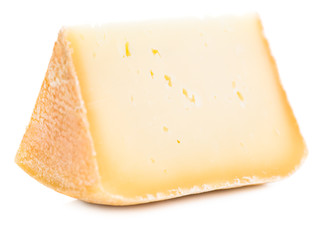 Piece of natural hard cheese isolated
