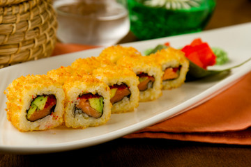 Hot Sushi Shrimp with salmon