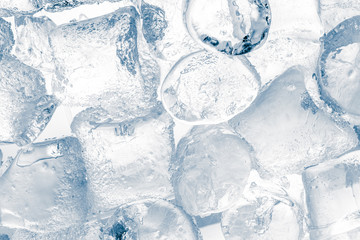 Ice cubes on white background. Macro closeup structure.