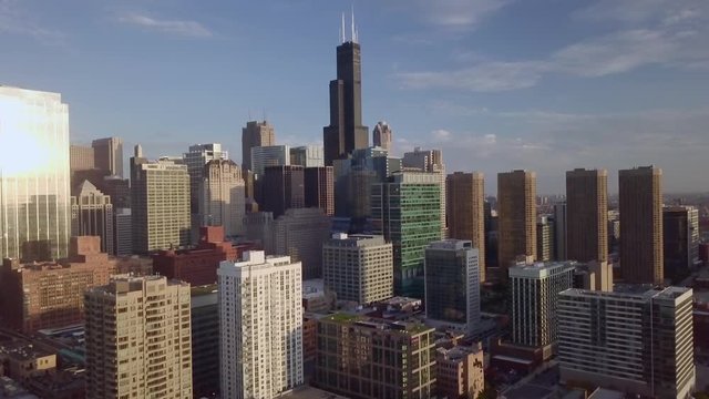 The chicago skyline from the air