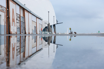 Maritime Museum Mirror taken after rain in Fremantle boat shed perth port Australia