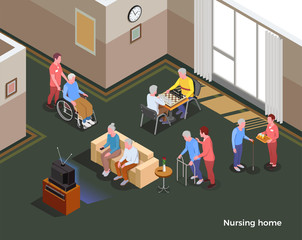 Nursing Home Isometric Poster