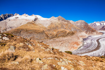 View to Aletch glacier in Switzerland