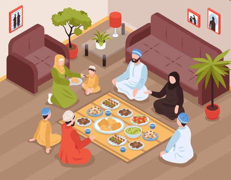  Arab Family Meal Illustration