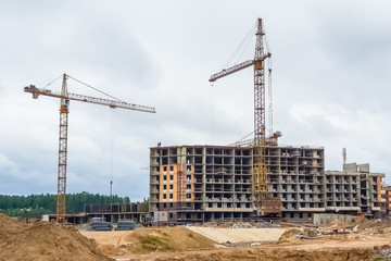 View on residential building construction site