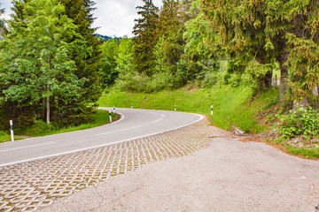 Mountain road at Oberjoch pass in Bad Hindelang - Germany