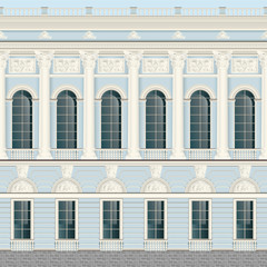 Light blue cream facade classic palace wall backround seamless © Alevtina