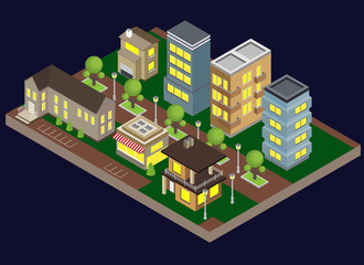 Suburbia Buildings Illustration