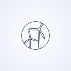 Wind electricity generators, vector best gray line icon