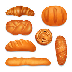 Obraz premium Bread Bakery Realistic Icon Set