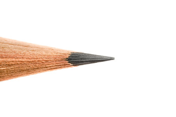 A close-up of a pencil tip, isolated on white.