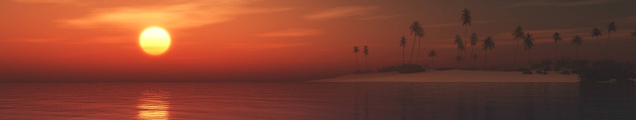 Fototapeta na wymiar Panorama of sea sunset, beautiful seascape, banner, 