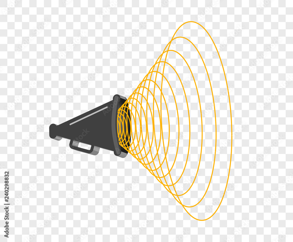 Wall mural 3d megaphone hailer, talking loudly to turn. sound waves are directed. vector design element, icon o