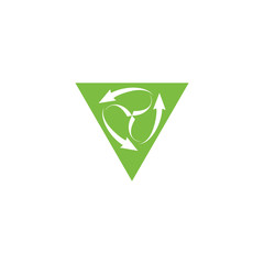 Triangle with recycle arrow logo design