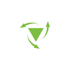 Triangle with recycle arrow logo design