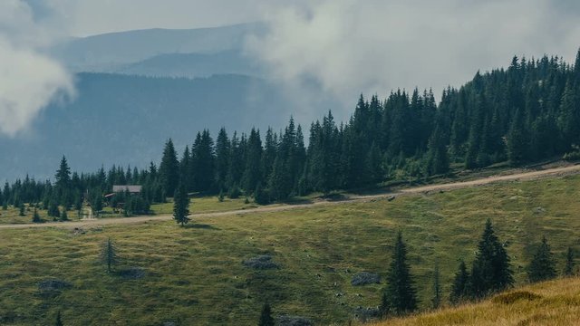 Chalet in Parang mountains, Romania. Time lapse footage