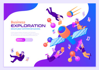 Business Exploration Isometric Poster