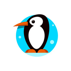 Cute penguin icon in flat style. Cold winter symbol. Antarctic bird
