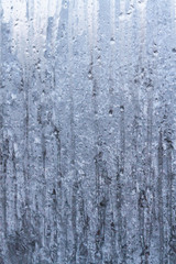 Frosty patterns on a frozen ice box in the early morning