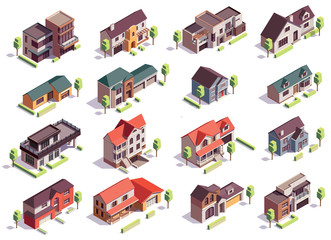 Suburbian Buildings Isometric Set