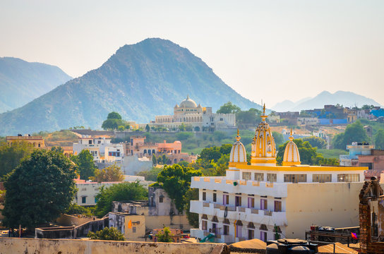 Panoramic view on city Pushkar, Rajasthan, India.