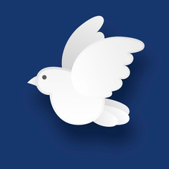 White dove on a blue background in the style of the paper.