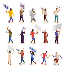Activists Isometric Icons Set