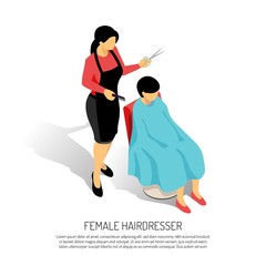 Female Hair Stylist Isometric Illustration