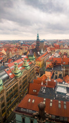 Fototapeta na wymiar Wroclaw cityscape landmark view from the cathedral on a cloudy day