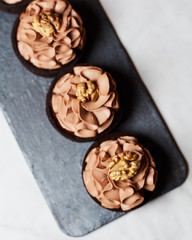 Desserts on a white background. Delicious cakes.