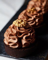 Desserts on a white background. Delicious cakes.