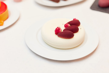 Desserts on a white background. Delicious cakes.