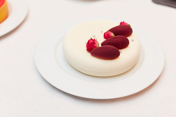 Desserts on a white background. Delicious cakes.