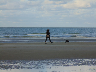 promenade devant les vagues