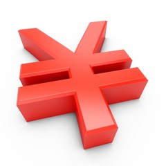 Obraz premium 3D Rendering Red Japanese yen Sign isolated on white background