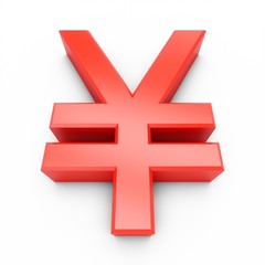 Obraz premium 3D Rendering Red Japanese yen Sign isolated on white background