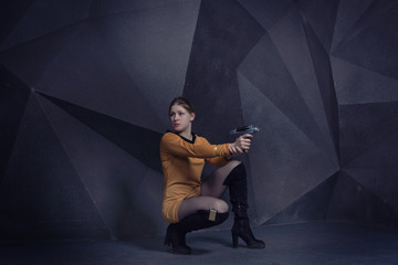 Woman in retro style sci-Fi movie