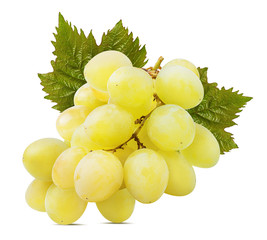 Fresh grapes isolated on white background with clipping pass