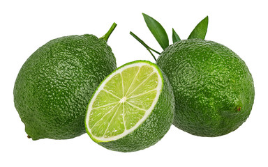 Fresh lime isolated on white background with clipping path