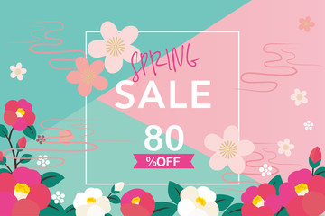 Spring sale illustration with flowers