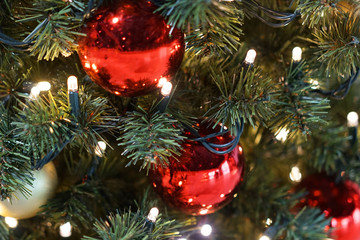 Decorated Christmas tree background.