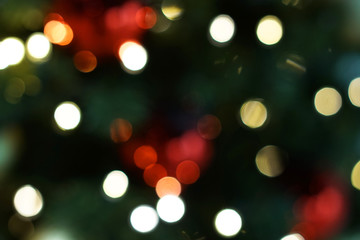 Blurred Decorated Christmas tree background.