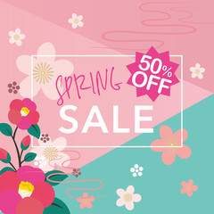Spring sale illustration with flowers