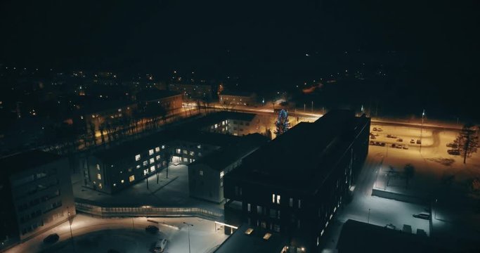 An amazing aerial view of Kohtla-Jarve City at night, Estonia.